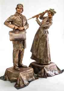 Dickensian-themed living statues for hire. Book our themed human statues for Victoria-themed events or shopping centre events in London & the UK.