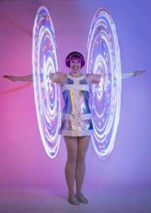 1960's Space Glow Show for hire. Book our LED poi performer for corporate events in London & the UK.