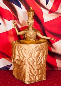 Gold Strolling table for hire for olympic themed events. perfect for meet and greet entertainment for gala dinners and corporate events.