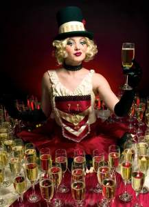 Circus Champagne Table for hire. Book our circus-themed drinks table for award ceremonies in London & the UK.