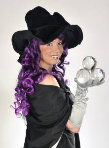 Halloween entertainer and performer for hire. Hire our Juggling Witch in London and the UK.
