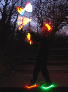 Circus acts for hire. Book our Glow Jugglers for family fun days in the UK & London.