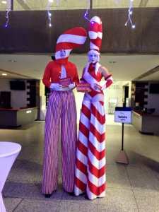 Candy Cane Stilt Walkers 1