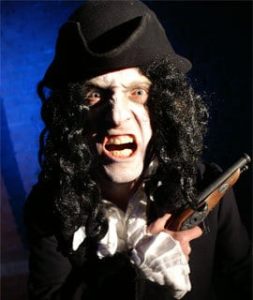 Halloween performer for hire. Witch Hunter themed halloween entertainment ideas for hire in London and the UK.