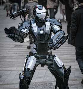 War Machine superhero for hire. Our war machine character can be hired in the UK.