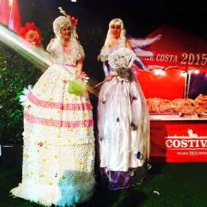 The Daisy Sprite stilt walkers for hire. Our Daisy Sprite stilt walkers are available to book for eco-themed events, family fun days or Easter events in London & the UK.