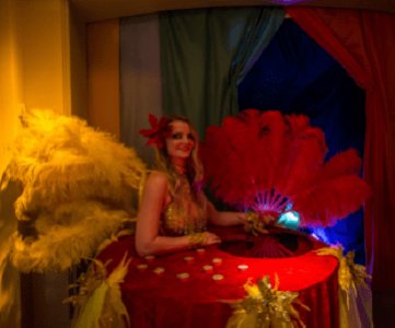 Book our rio and carnival themed entertainment for your event. Our Brazil and festival themed human table is available for hire in London and around the UK.