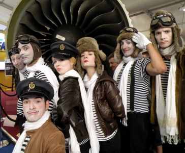 Pilot thmed mime artist for hire.