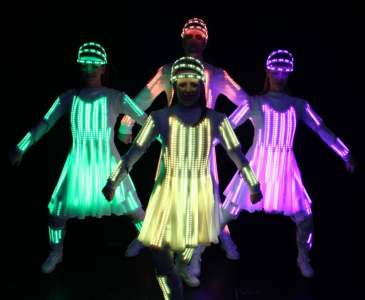 UK-based wearable technology dancers for hire for logo reveals.