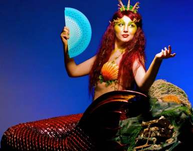 Themed Living tables for hire. Book our Human Mermaid Table for private events in Leicestershire.