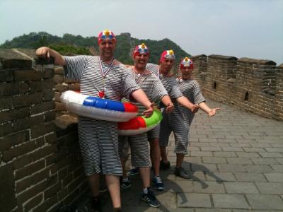Comedy walkabout act for hire. Book The Calamitous Swimmers for sports-themed events in the UK & London.