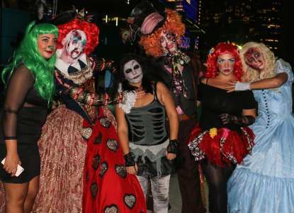 Walkabout Alice in Wonderland-themed Halloween characters for private parties in the UK.