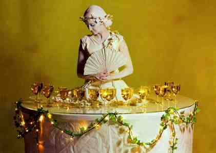 Marble-inspired human table for hire. Book our Grecian-themed human champagne table for gala dinners in Leicestershire & the UK.