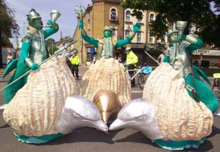 Gods of the Seas, our Triton walk about act and entertainers are for hire in London and the UK.