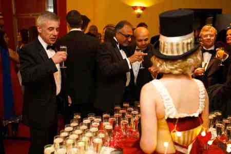 Circus-themed human drinks table for hire. Book our human drinks table for corporate events in the UK & London.