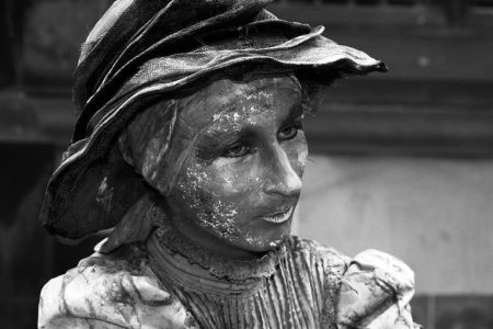 Stone look human statue and street performer for hire