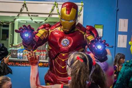 Ironman costume performer for hire. Our Ironman costume performers can be hired in London and the UK.