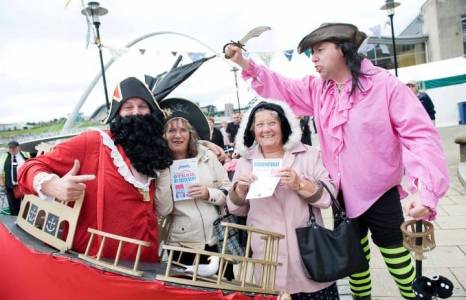 The Adventurous Pirates for hire. Book our pirate-themed walkabout act for shopping centre events in London & the UK.