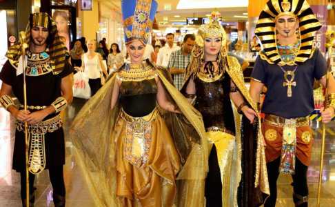 Roaming historical characters for hire. Book our walkabout Ancient Egyptians for corporate events in the UK & London.