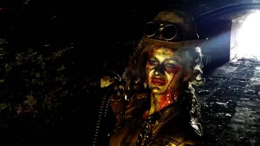 Zombie themed Steampunk human statue for hire
