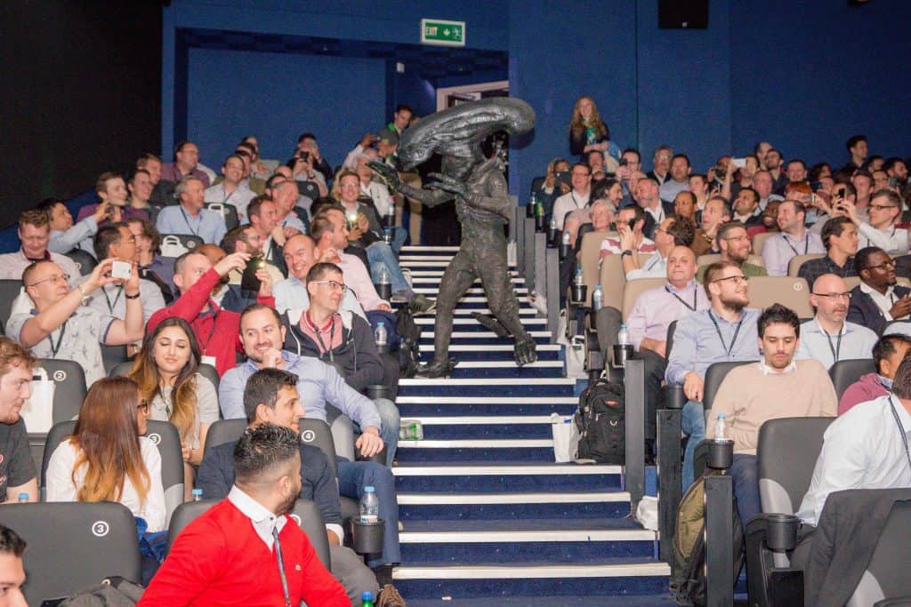 We hired Alien movie characters to surprise the Nimble Storage staff at our Alien Private Film Screening event.