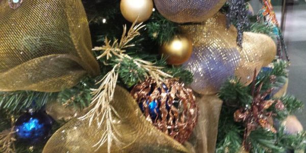 Christmas Trees in copper golden and blue colours