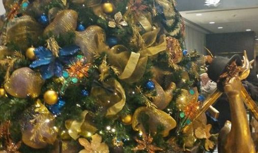 Christmas golden copper blue and iridiscent