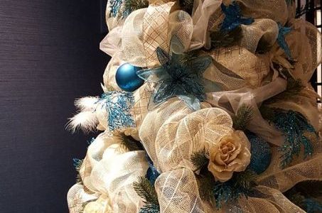 Cream and Blue Christmas Tree
