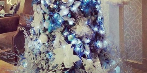 Frosted Blue, white and silver Christmas trees
