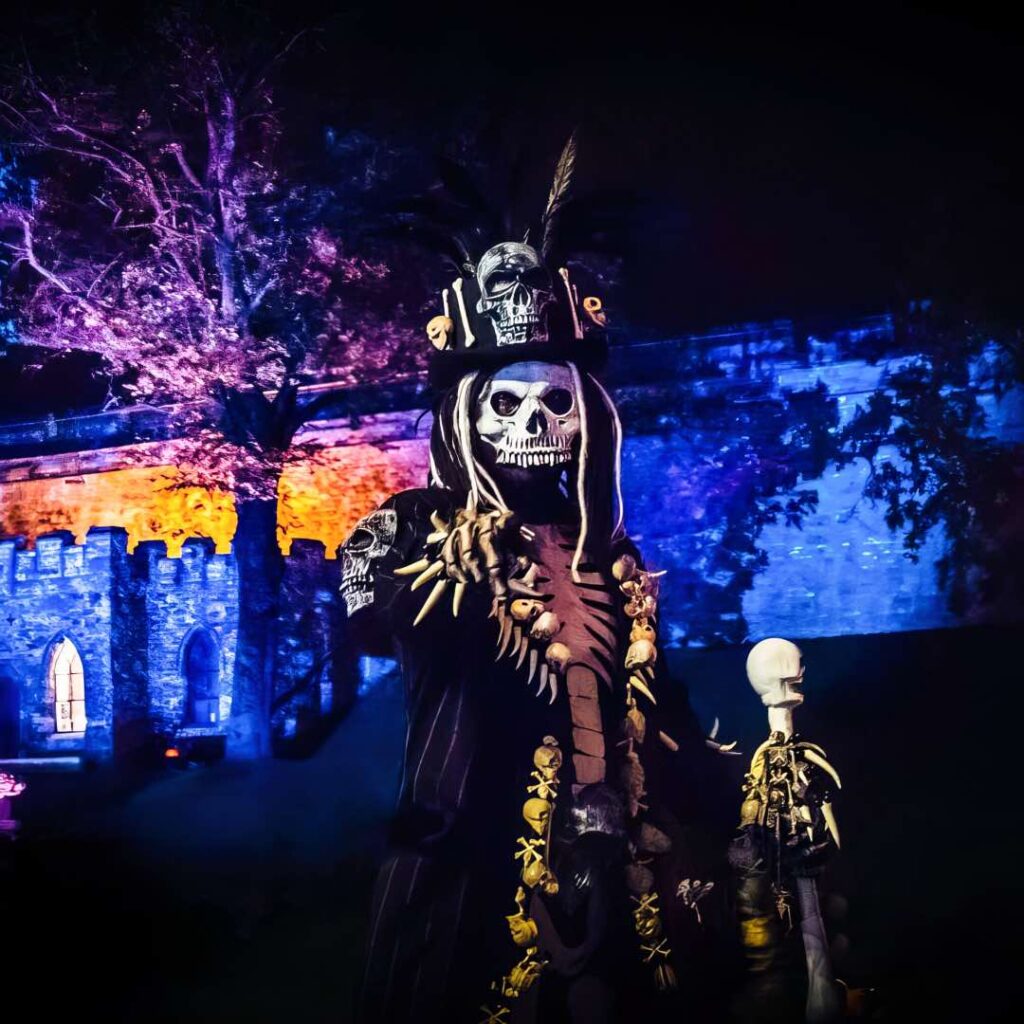 Themed voodoo style walkabout skeleton for event.