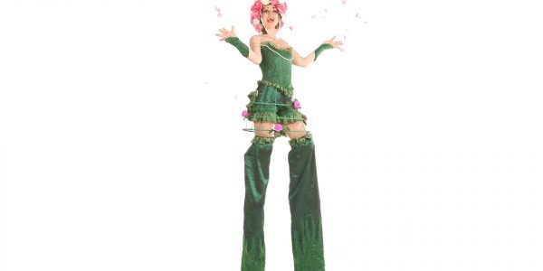 The-Rose-Petals-Green-Stilt-Walker-Performer