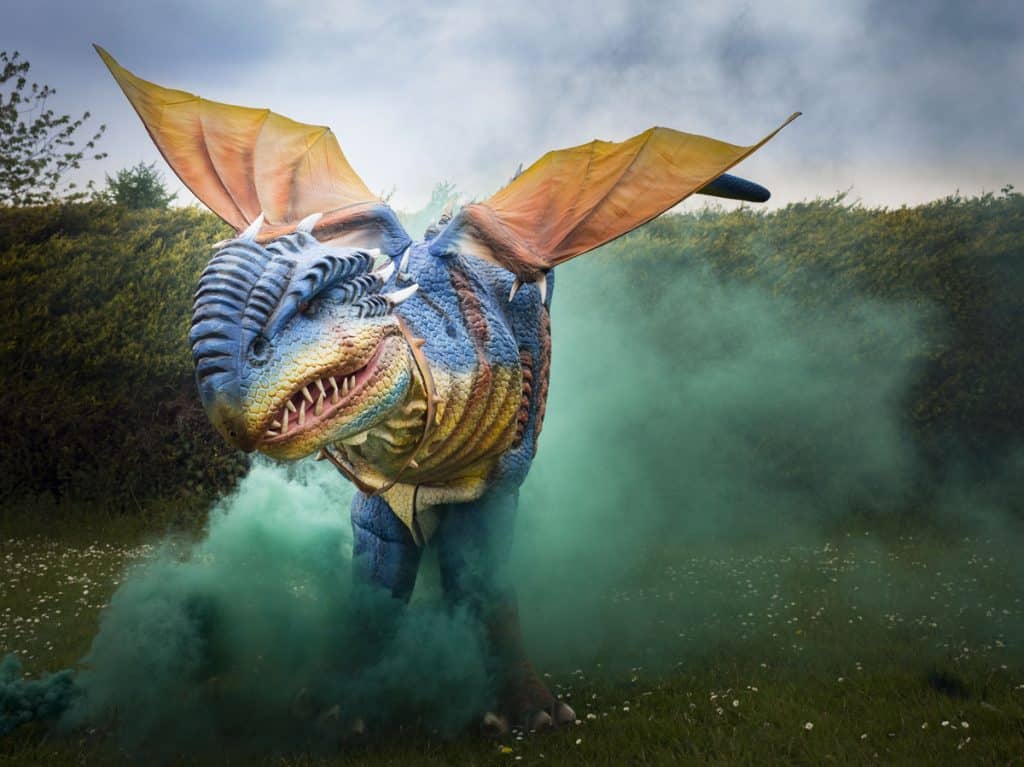 Meet & greet dragon performer available to book for St. George's Day events in Devon.