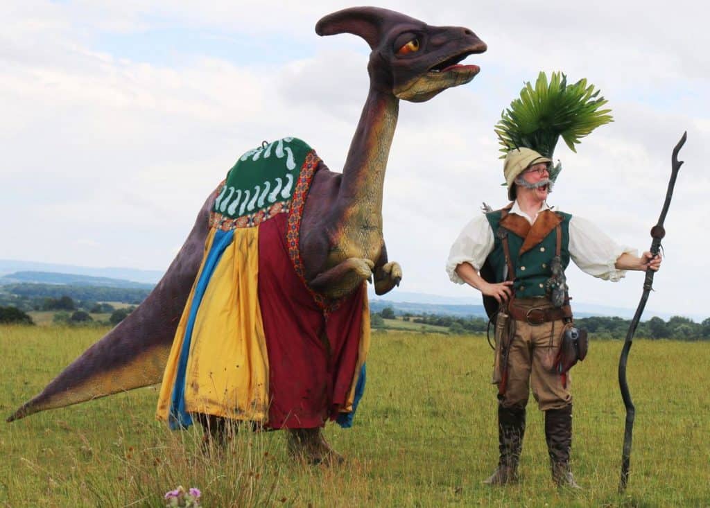 Dino Wonder & Explorer for hire. Our dinosaur walkabout act is available to book for family fun days, summer festivals or corporate events in London & the UK.