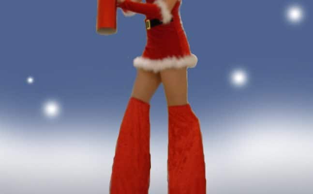 Mrs Clause Stilt Walker for hire. Our Christmas-themed walkabout acts are available to book for shopping centre events, Christmas parades or corporate events in London & the UK Mrs Clause Stilt Walker for hire. Our Christmas-themed walkabout acts are available to book for shopping centre events, Christmas parades or corporate events in London & the UK