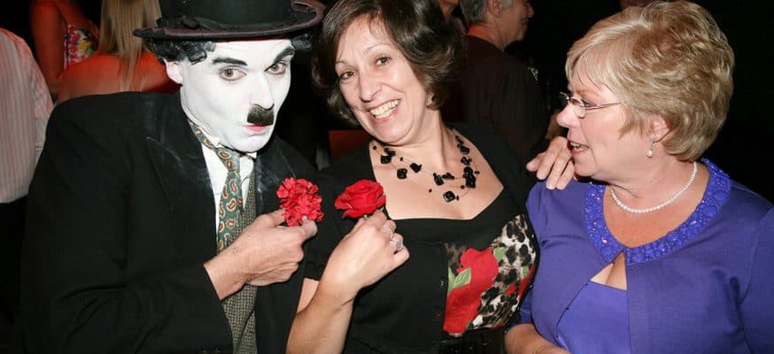 Charlie Chaplin mime artist, wedding entertainment.