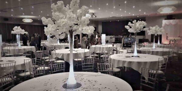 Stunning blossom tree table centrepiece design available for events.