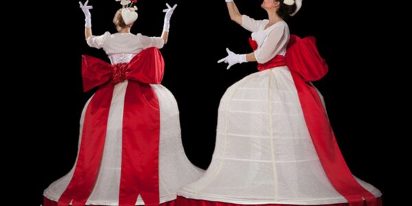 Christmas-Bell-Themed-Stilt-Walkers