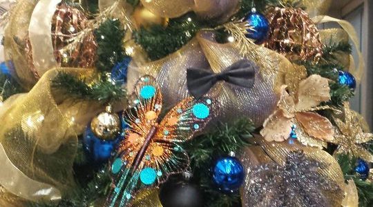 Christmas Tree Copper and Golden Blue