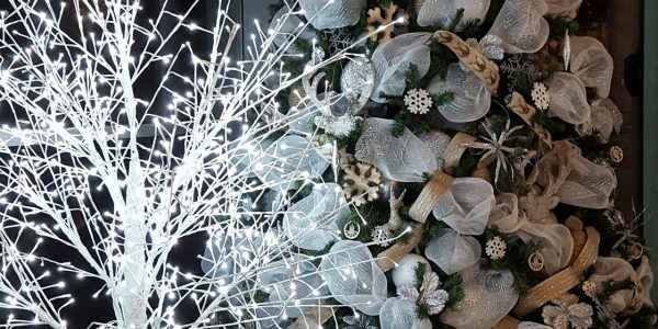 Christmas Tree with White and Golden