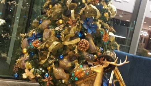 Christmas Trees in golden copper and blue