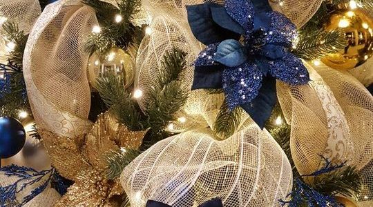 Cream, Blue and Golden Tree