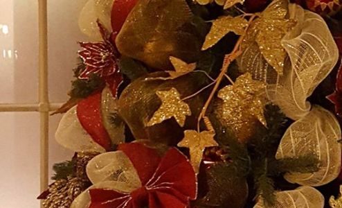 Red and Green Traditional christmas Tree