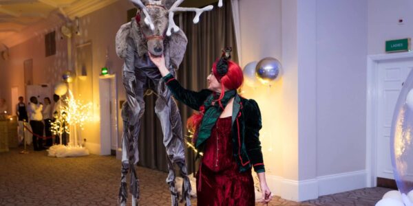 Reindeer-Stilt-Walker-With-Performer