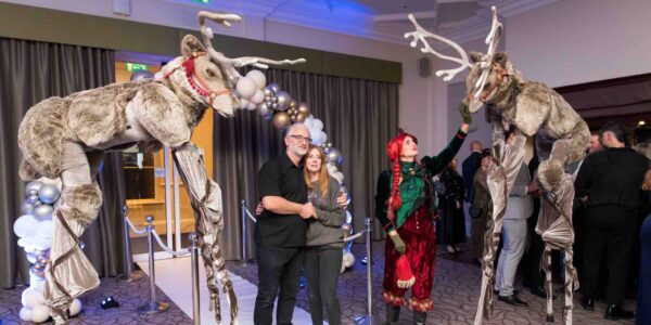 Reindeer-Stilt-Walkers-At-Christmas-Party