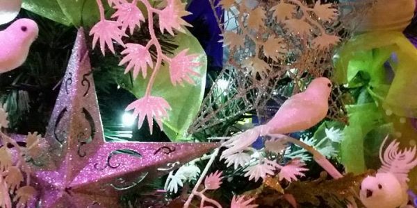 Seasonal Tree in Blue and Pink