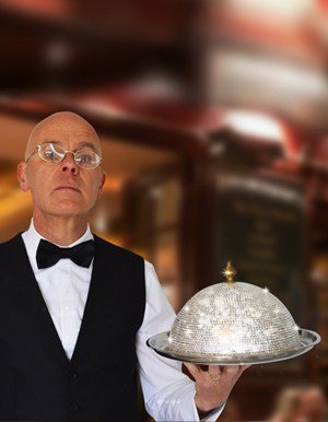 This Spoof Waiter Service is available to hire for events across London and the UK.
