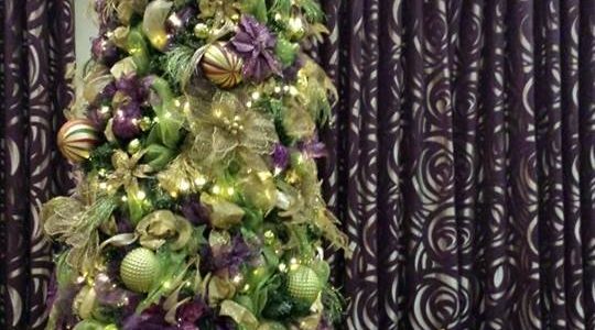 green and purple christmas tree