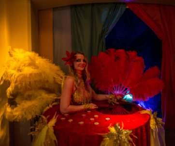 Book our rio and carnival themed entertainment for your event. Our Brazil and festival themed human table is available for hire in London and around the UK.