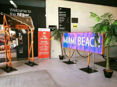 Miami beach entrance set up for a sea themed event.