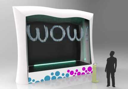Our word waterfall is available for hire. Book our waterfall for your exhibition in London and around the UK.